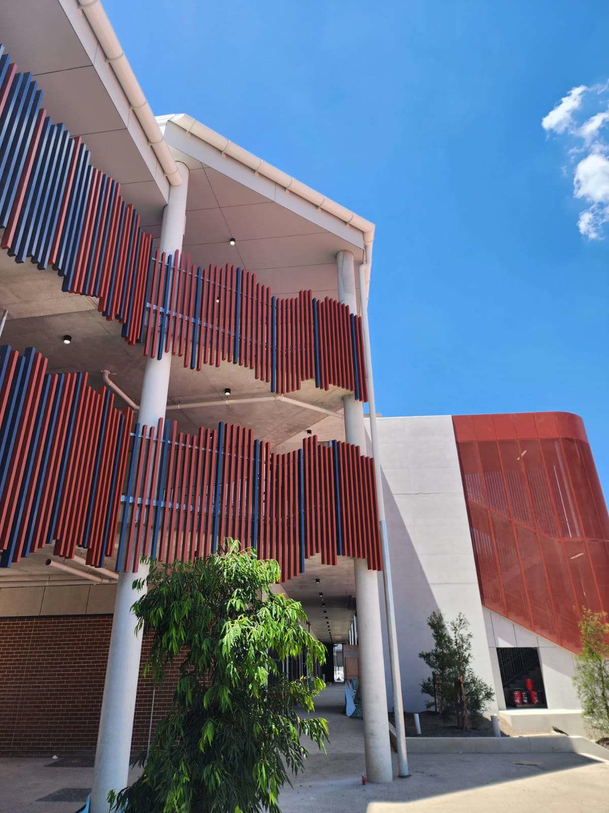 Architectural facade screens on a multi-storey building